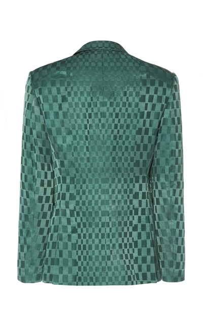 Shop Haider Ackermann Double-breasted Linen And Silk-blend Jacquard Blazer In Green