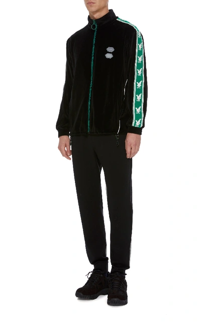 Shop Off-white Intarsia-trimmed Velour Track Jacket In Black