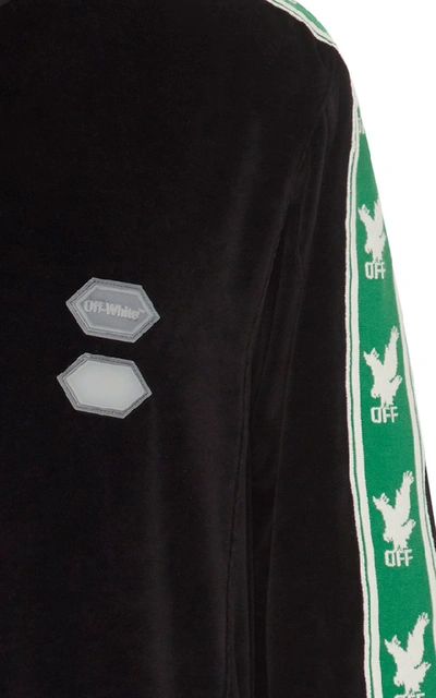 Shop Off-white Intarsia-trimmed Velour Track Jacket In Black