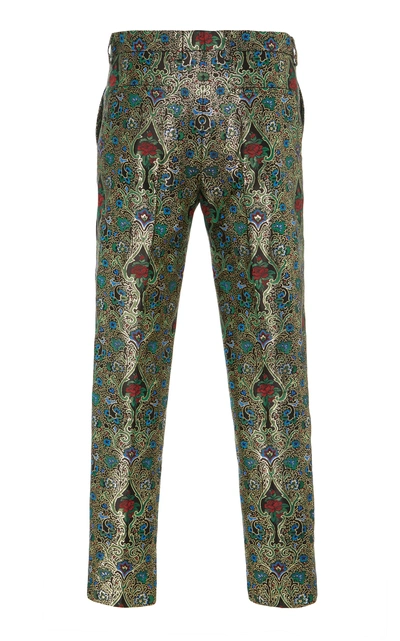 Shop Dolce & Gabbana Floral Jacquard Pants In Metallic