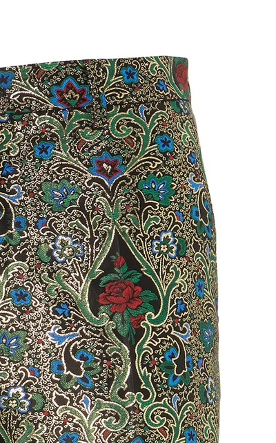 Shop Dolce & Gabbana Floral Jacquard Pants In Metallic