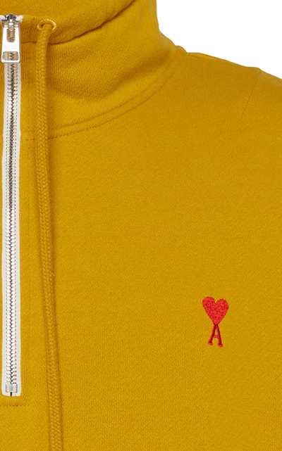 Shop Ami Alexandre Mattiussi High-neck Half-zip Sweatshirt In Yellow