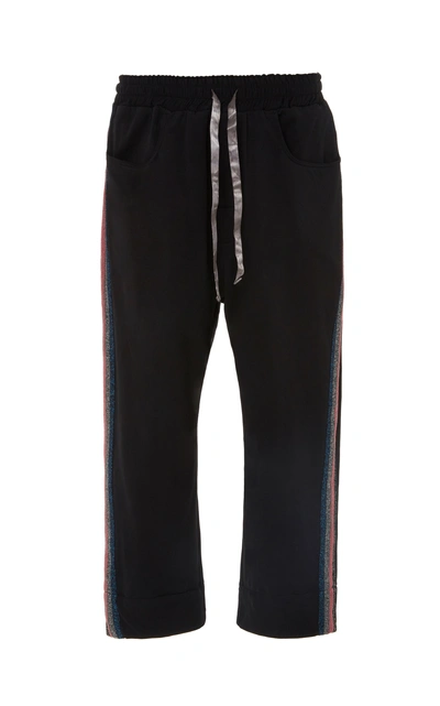 Shop Lost Daze Striped Cotton-blend Track Pants In Black