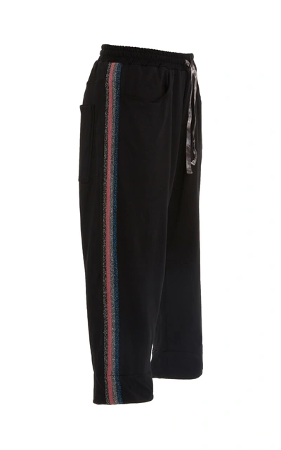 Shop Lost Daze Striped Cotton-blend Track Pants In Black