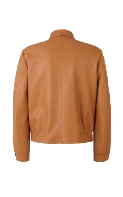 Shop Loewe Reversible Leather Zip Blouson Jacket In Neutral
