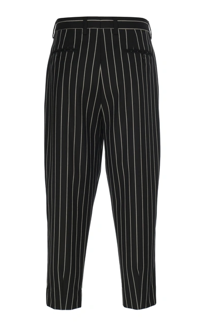 Shop Dolce & Gabbana Pinstriped Wool-blend Cropped Pants In Metallic