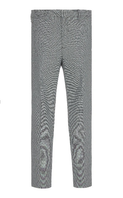 Shop Givenchy Crosshatch Straight-leg Wool-blend Trousers In Black