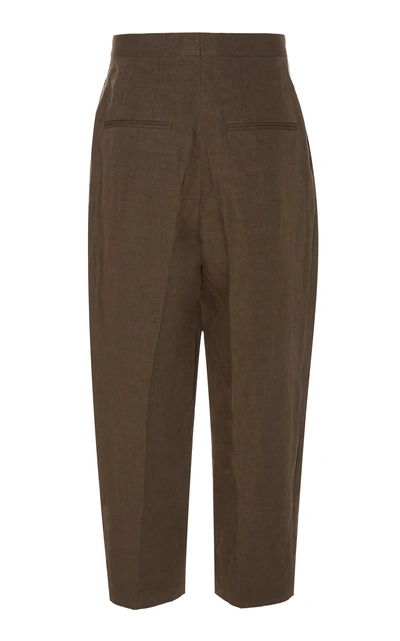 Shop Haider Ackermann Cropped Linen Straight-leg Pants In Neutral