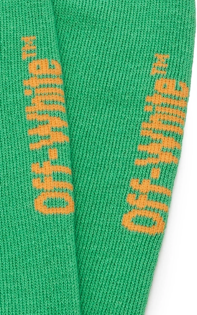 Shop Off-white Bubble Font Cotton-blend Socks In Green