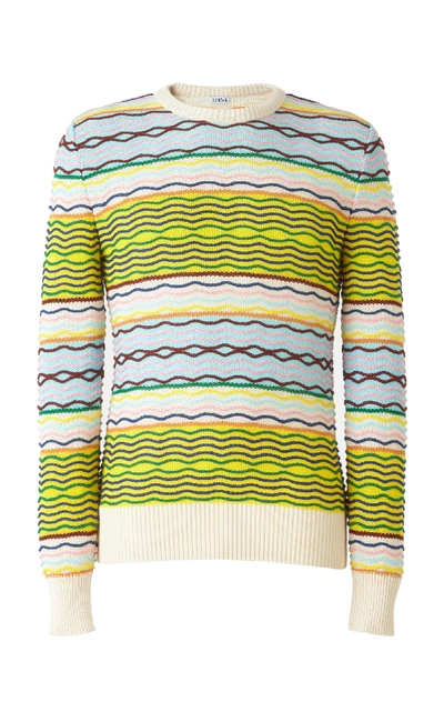 Shop Loewe Wavy Striped Cotton Sweater In Multi