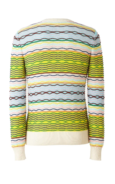 Shop Loewe Wavy Striped Cotton Sweater In Multi