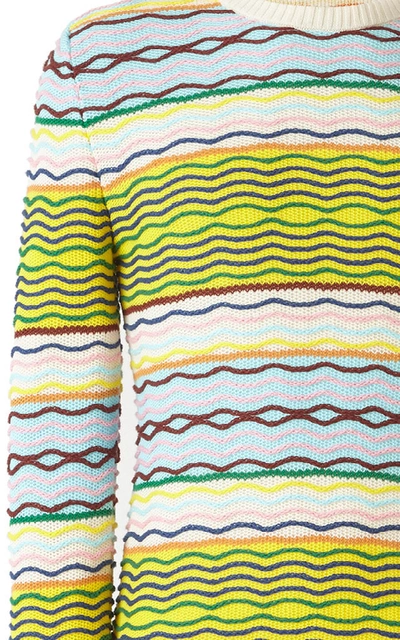 Shop Loewe Wavy Striped Cotton Sweater In Multi