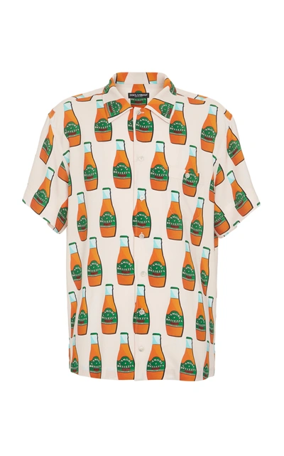 Shop Dolce & Gabbana Bottle-printed Jersey Button-up Shirt In Multi