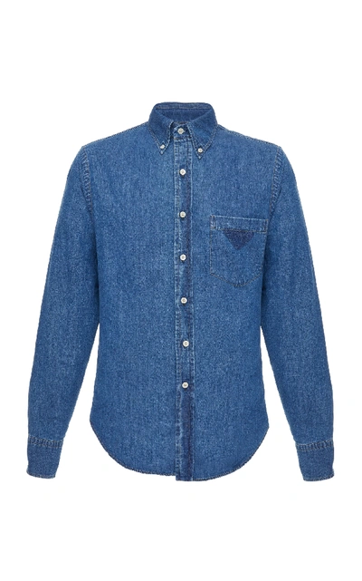 Shop Prada Denim Button-up Shirt In Blue