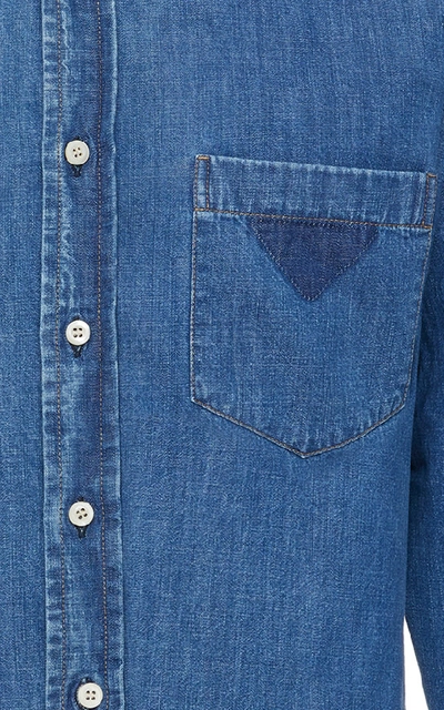 Shop Prada Denim Button-up Shirt In Blue