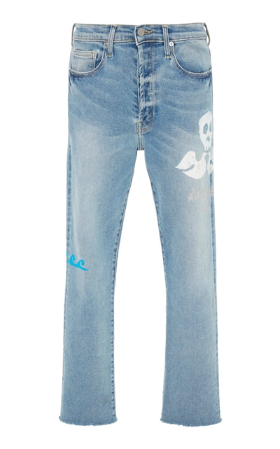 Shop Lost Daze Printed Straight-leg Jeans In Blue