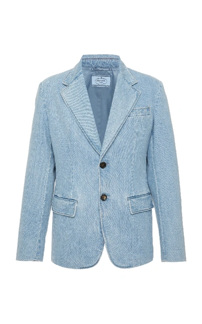 Shop Prada Selvage Denim Blazer In Blue