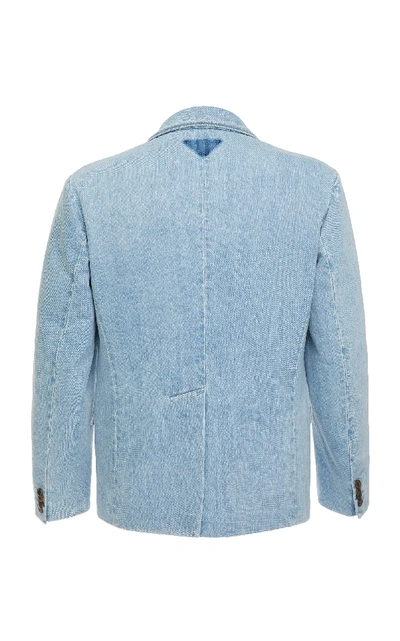 Shop Prada Selvage Denim Blazer In Blue