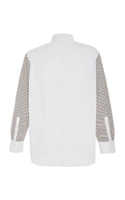 Shop Jw Anderson Patchwork-effect Cotton-poplin Shirt In White
