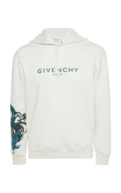 Shop Givenchy Capricorn Cotton Logo Hoodie In White