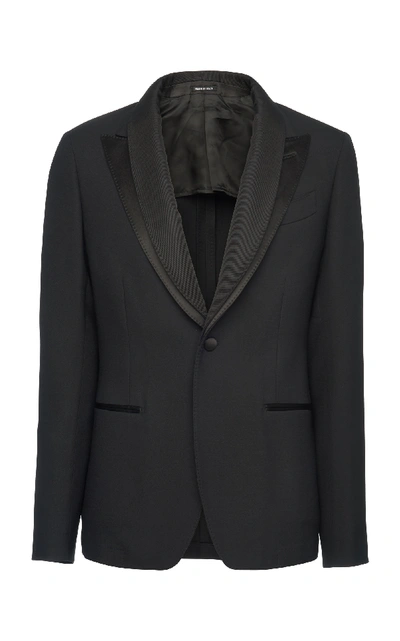 Shop Alexander Mcqueen Double-breasted Wool And Silk-blend Crepe Blazer In Black