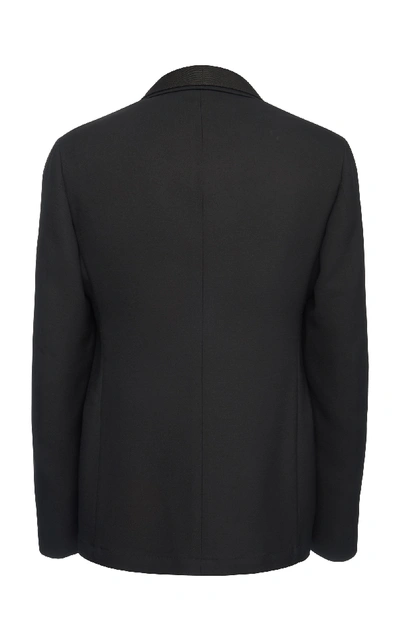 Shop Alexander Mcqueen Double-breasted Wool And Silk-blend Crepe Blazer In Black
