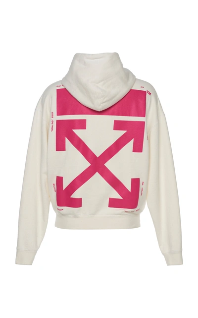 Shop Off-white Bart Embroidered Cotton Hoodie In White