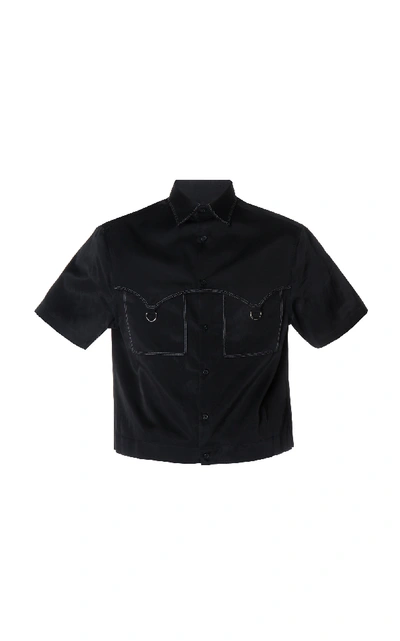 Shop Lanvin Contrast Stitch Boxy Silk Shirt In Black