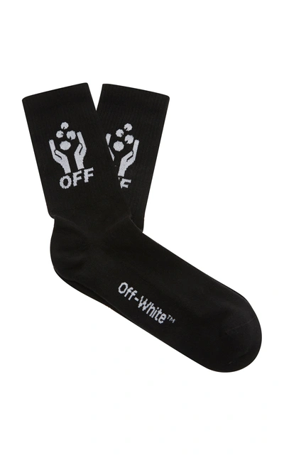 Shop Off-white Hands Off Cotton Socks In Black