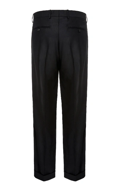 Shop Burberry Pleated Wool-blend Wide-leg Pants In Black