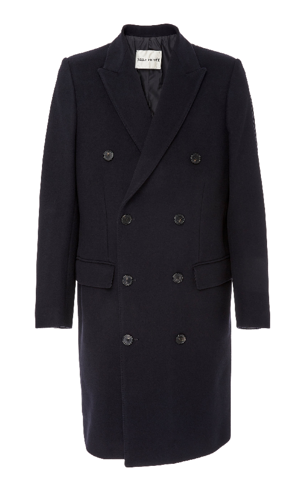 Salle PrivÉe Ives Double-breasted Wool-crepe Coat In Navy | ModeSens