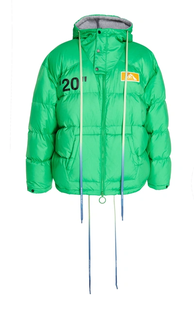 Shop Off-white Hooded Quilted Shell Down Coat In Green