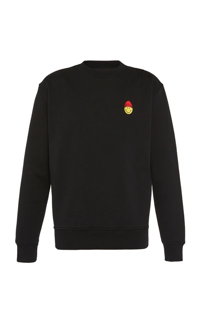 Shop Ami Alexandre Mattiussi Embroidered Cotton-jersey Sweatshirt In Black