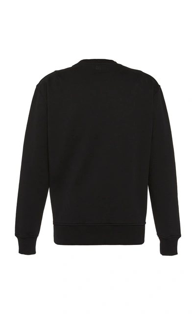 Shop Ami Alexandre Mattiussi Embroidered Cotton-jersey Sweatshirt In Black