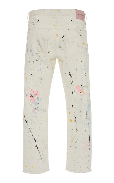 Shop Lost Daze Painted Distressed Straight Leg Jeans In White