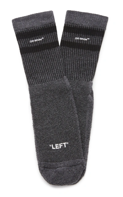 Shop Off-white Striped Cotton-blend Sport Socks In Black