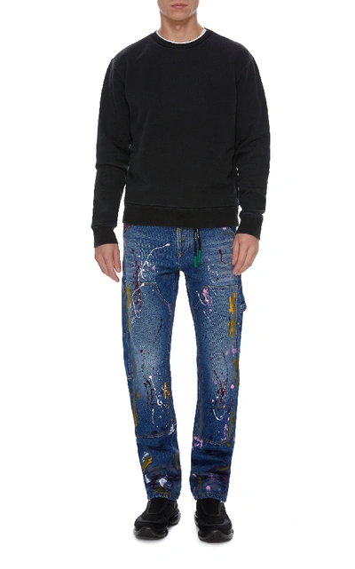 Shop Off-white Painted Distressed Carpenter Jeans In Blue