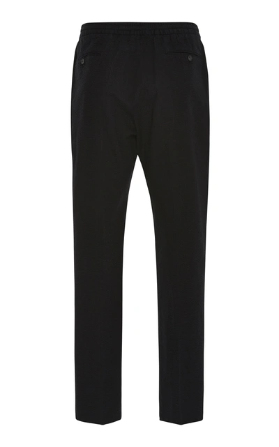 Shop Officine Generale Drew Cotton Seersucker Trousers  In Black