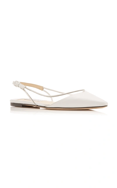 Shop Jimmy Choo Erin Pointed Leather Flats In White