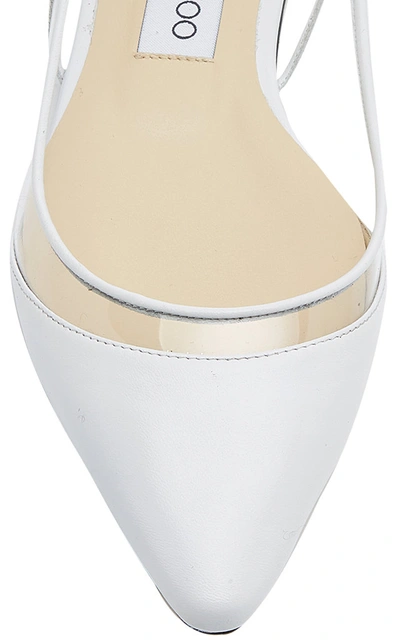 Shop Jimmy Choo Erin Pointed Leather Flats In White