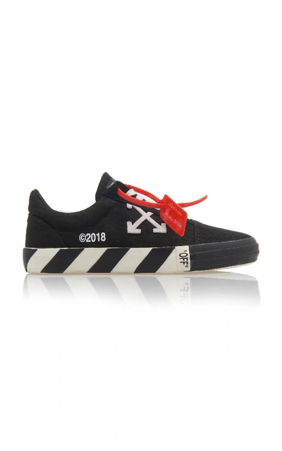 Shop Off-white Vulcanised Striped Low-top Leather Sneakers In Black