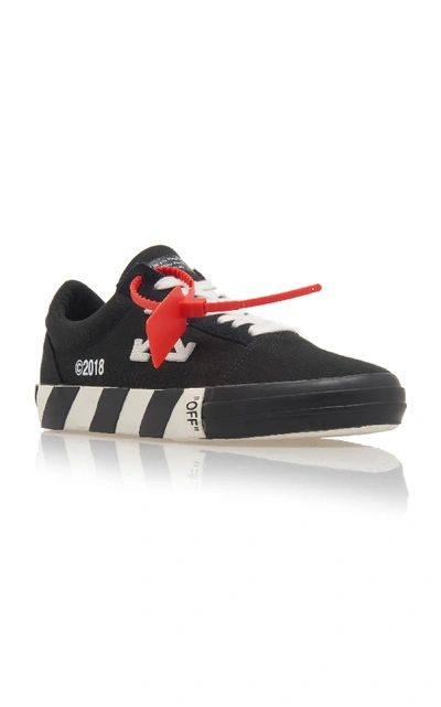 Shop Off-white Vulcanised Striped Low-top Leather Sneakers In Black