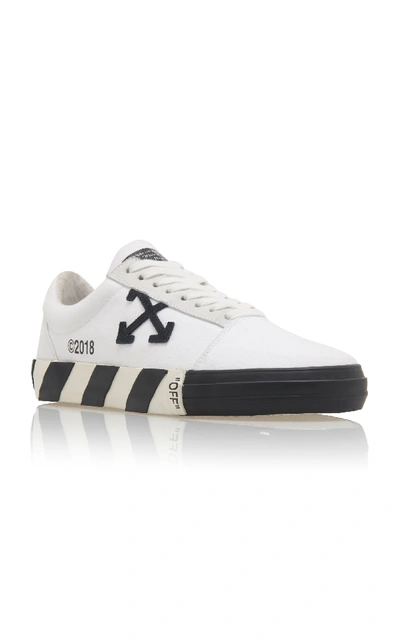 Shop Off-white Vulcanised Striped Low-top Leather Sneakers In White