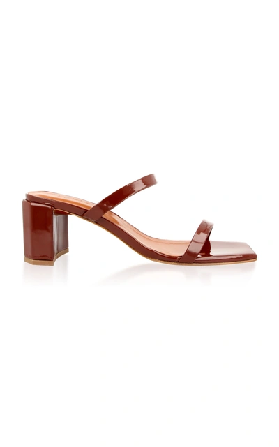 Shop By Far Tanya Patent Leather Sandals In Brown