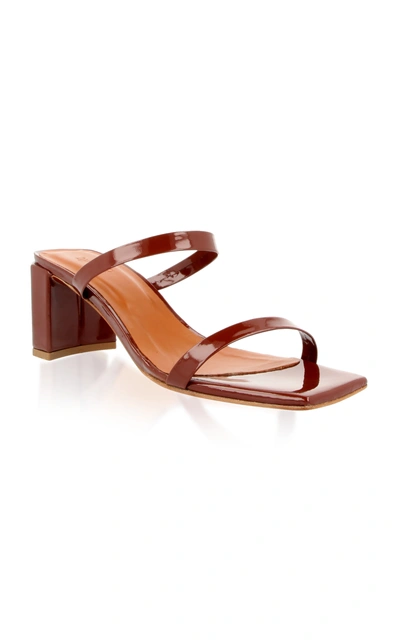 Shop By Far Tanya Patent Leather Sandals In Brown