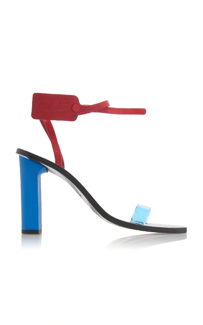 Shop Off-white Capri Zip Tie-embellished Leather Sandals In Blue
