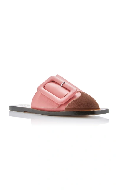 Shop Atp Atelier Ceci Buckled Leather Slides In Pink