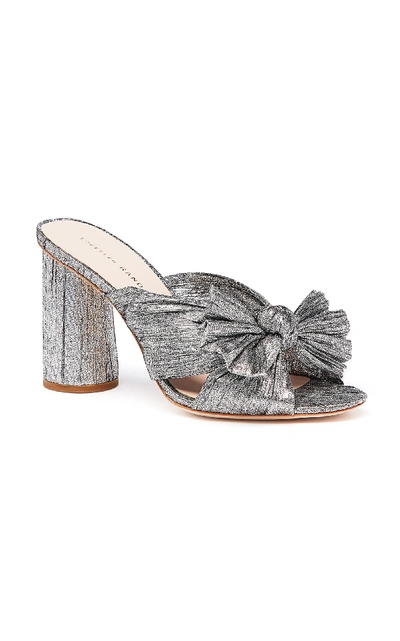 Shop Loeffler Randall Penny Pleated Knot Mules In Silver
