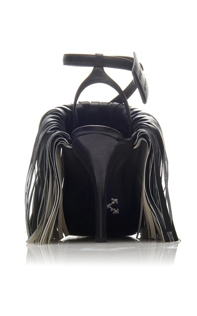 Shop Off-white Fringe Sandals In Black