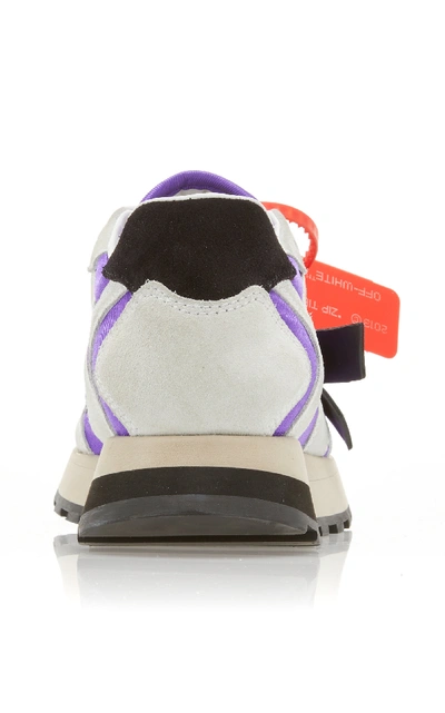 Shop Off-white Color-block Suede And Faille Sneakers In Purple